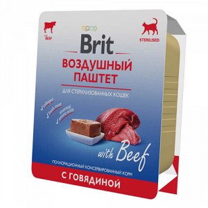 Brit Premium by Nature конс 100гр д/кош Sterilized кастр/стерил Говядина/Паштет (1/14)
