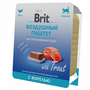 Brit Premium by Nature конс 100гр д/кош Sterilized кастр/стерил Форель/Паштет (1/14)