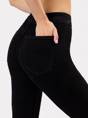 Брюки женские джинсовые клеш в черном оттенке