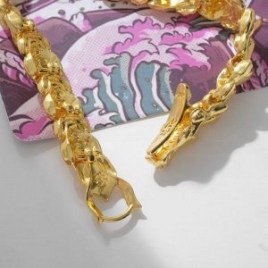 Браслет металл «Япония» отдыхающий дракон, цвет золото, 20 см