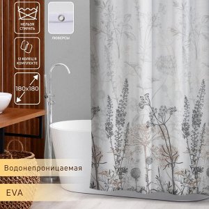 Штора для ванной Доляна «Силуэт», 180x180 см, EVA, с люверсами