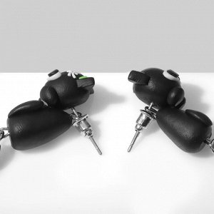Серьги из полимерной глины «Котики», цвет чёрный