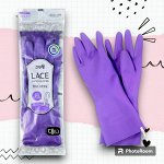 Перчатки из натур латекса &quot;LACE LATEX&quot; с внутр покр (укороч, с крючками для сушки), фиолет,L, 1 пара