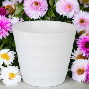 Горшок для цветов (с вкладкой) Лаура Бело-белый, 2,3л d17 h15 пластиковый