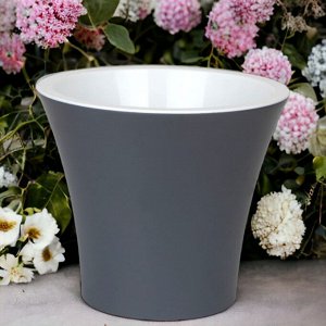 Горшок для цветов (с вкладкой) Сити Антрацит-белый, 2л d17,5 h15 пластиковый