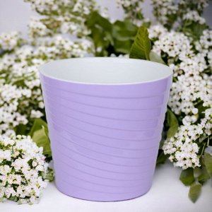 Горшок для цветов (с вставкой) Эйс Лаванда-Белый, 5л  d21 h19,5 пластиковый