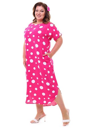 Платье Фасон: Платье; Длина платья: Французская длина; Материал: Штапель; Цвет: Розовый; Длина рукава: Короткий рукав; Параметры модели: Рост 173 см, Размер 54
Платье штапель "горох" с вырезами на пле