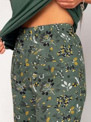 Костюм женский кулирка с брюками "Фиби 2" зелень