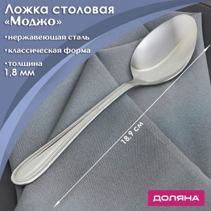 FoodVibes Ложка столовая из нержавеющей стали Доляна «Моджо», длина 18,9 см, толщина 1,8 мм