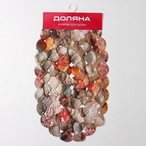 Коврик противоскользящий в ванну на присосках Доляна «Ракушки», 35x65 см