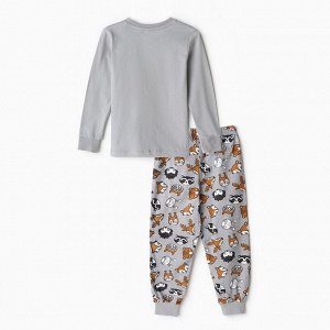 Пижама для мальчика (лонгслив/штанишки), цвет серый/ёжик, рост 104см