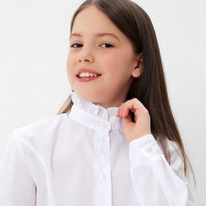 Школьная блузка для девочки, цвет белый.