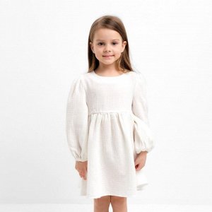 Платье детское с длинным рукавом KAFTAN «Муслин» 34 (122-128 см), белое
