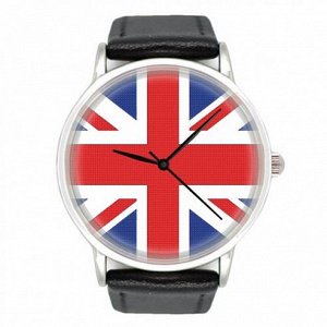 Часы "UK" Сталь, кварцевый механизм, заменитель кожи Ремешок часов с флагом Англии аккуратно прошит по краю. Средний срок службы батарейки — около 2-х 
лет, идет в комплекте с часами. Гарантия от Kaw