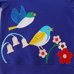 Детский синий свитшот с принтом Птицы