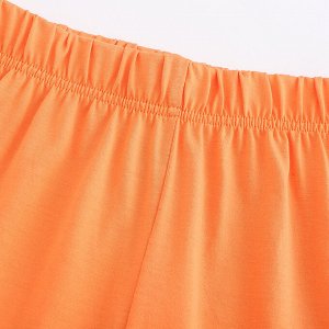 Детский костюм (футболка с принтом и оранжевые шорты)