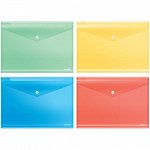 Папка-конверт на кнопке Erich Krause &quot;Envelope&quot; A4, 180мкм, полупрозрачная, ассорти