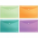 Папка-конверт на кнопке Erich Krause &quot;Envelope&quot; B5, 180мкм, полупрозрачная, ассорти