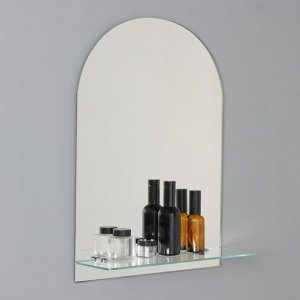 Зеркало в ванную комнату с полкой, полуовальное, 35x50 см