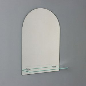 Зеркало в ванную комнату с полкой, полуовальное, 35?50 см