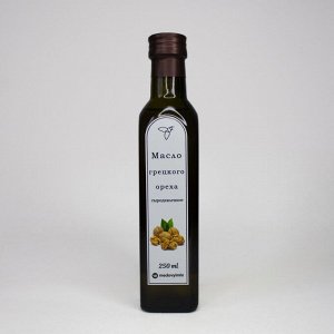 Масло грецкого ореха холодного отжима, сыродавленное, нерафинированное 250 мл.