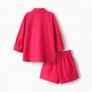 Костюм для девочки (рубашка и шорты) MINAKU, цвет фуксия, рост