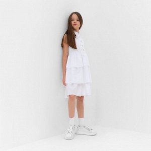 Платье для девочки MINAKU: Cotton collection цвет белый, р-р 122