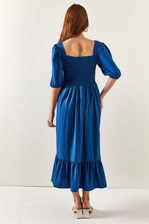 Женское повседневное платье миди цвета индиго с блестками ELB-19001919