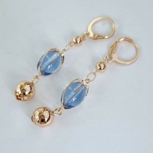 Комплект: ожерелье, серьги и браслет, покрытие: дубайское золото, цвет камней: голубой, 341876,арт. 214.216