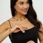 Комплект: ожерелье, серьги и браслет, покрытие: дубайское золото, цвет камней: коричневый, 341876,арт. 214.217