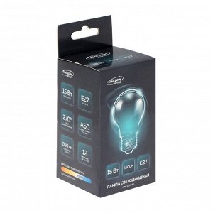 Лампа светодиодная Luazon Lighting, A60, 15 Вт, E27, 1350 Лм, 6500 К, холодный белый