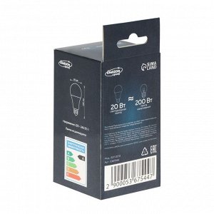 Лампа светодиодная Luazon Lighting, A60, 20 Вт, E27, 1620 Лм, 4000 К, дневной свет