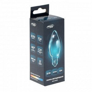 Лампа светодиодная Luazon Lighting, C37, 10 Вт, E14, 840 Лм, 4000 К, дневной свет