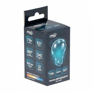 Лампа светодиодная Luazon Lighting, G45, 7 Вт, E27, 630 Лм, 6500 К, холодный белый