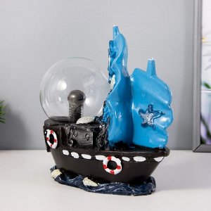 Плазменый шар "Корабль" синий 25х10х22 см