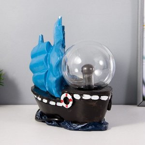 Плазменый шар "Корабль" синий 25х10х22 см