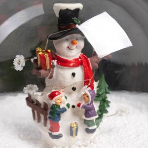 Светодиодная фигура «Шар со снеговиком» 21.5 x 26.5 x 21.5 см, пластик, батарейки ААх3 (не в комплекте), USB, свечение белое