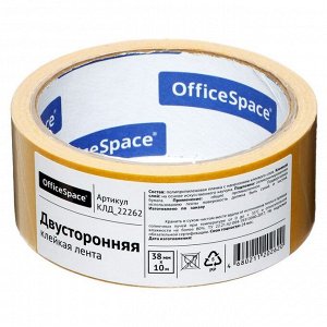 Клейкая лента двусторонняя 38 мм x 10 м OfficeSpace, полипропилен