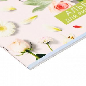 Альбом для рисования А4, 24 листа на скрепке "Цветы", обложка мелованный картон, блок 100 г/м?
