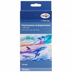 Карандаши акварельные Гамма &quot;Лицей&quot;, 24цв., шестигранные, заточен., с кистью, картон. упаковка, европодвес