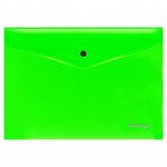 Папка-конверт на кнопке Berlingo &quot;Neon&quot; А4, 200мкм, прозрачная зеленый неон