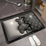 Коврик в ванную, чёрный, с принтом медведя