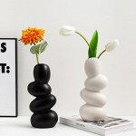 Скандинавская керамическая ваза, чёрная, матовая