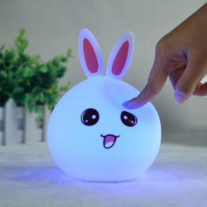 Ночник лампа милый силиконовый Rabbit&Bear Кролик и Мишка многоцветный