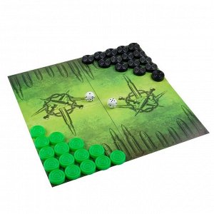 Набор для игры 2 в 1 Шашки + Нарды "Военные", 32 х 32 см, шашки черные и зеленые