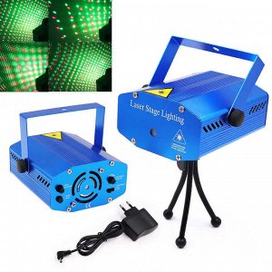 Лазерная светомузыка Mini Laser Stage Lighting, 2 цвета, узоры