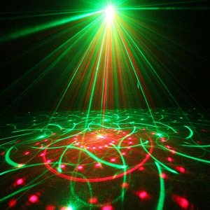 Лазерная светомузыка Mini Laser Stage Lighting, 2 цвета, узоры