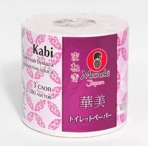 Бумага туалетная с ароматом ИРИСА Maneki Kabi 3 слоя, 280л, 39.2м, гладкая, белая, 10 рул/упаковка