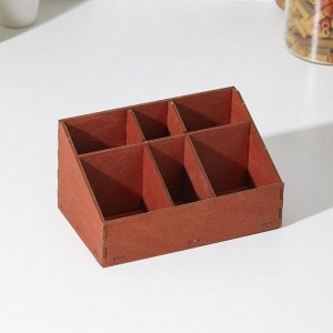Органайзер деревянный для чая и кухонных принадлежностей Доляна, 17,2x10,4x8,8 см, цвет мокко