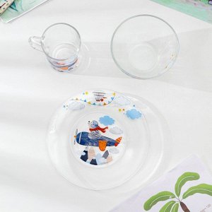 Набор стеклянной детской посуды «Авиаторы», 3 предмета